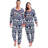 Kranchungel Matching Christmas Pajamas for Family: Christmas Onesie Pajamas Couples Xmas Hooded Pjs for Photos Parties Gifts