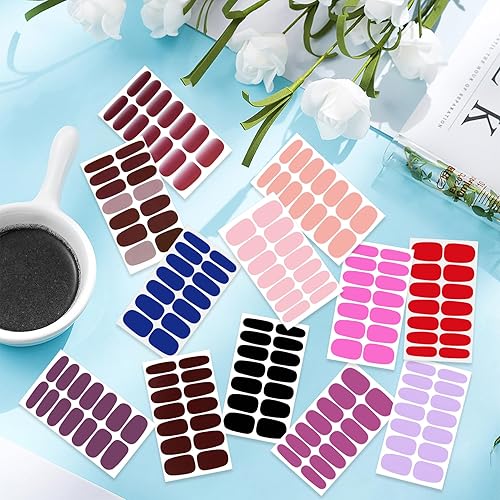 Vista 31 de 20 hojas de 440 calcomanías autoadhesivas de esmalte de uñas para mujeres y niñas, calcomanías de uñas degradadas con purpurina para uñas de gel