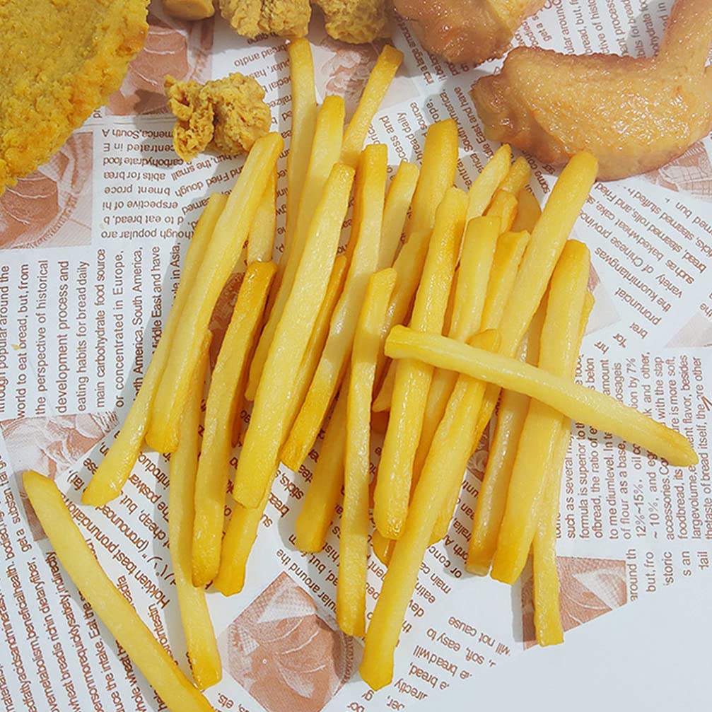 NUOBESTY 30 sztuk sztucznych frytek, symulacja fast food, sztuczna żywność, model realistyczny, francuskie frytki, do kuchni, zabawek, dekoracji