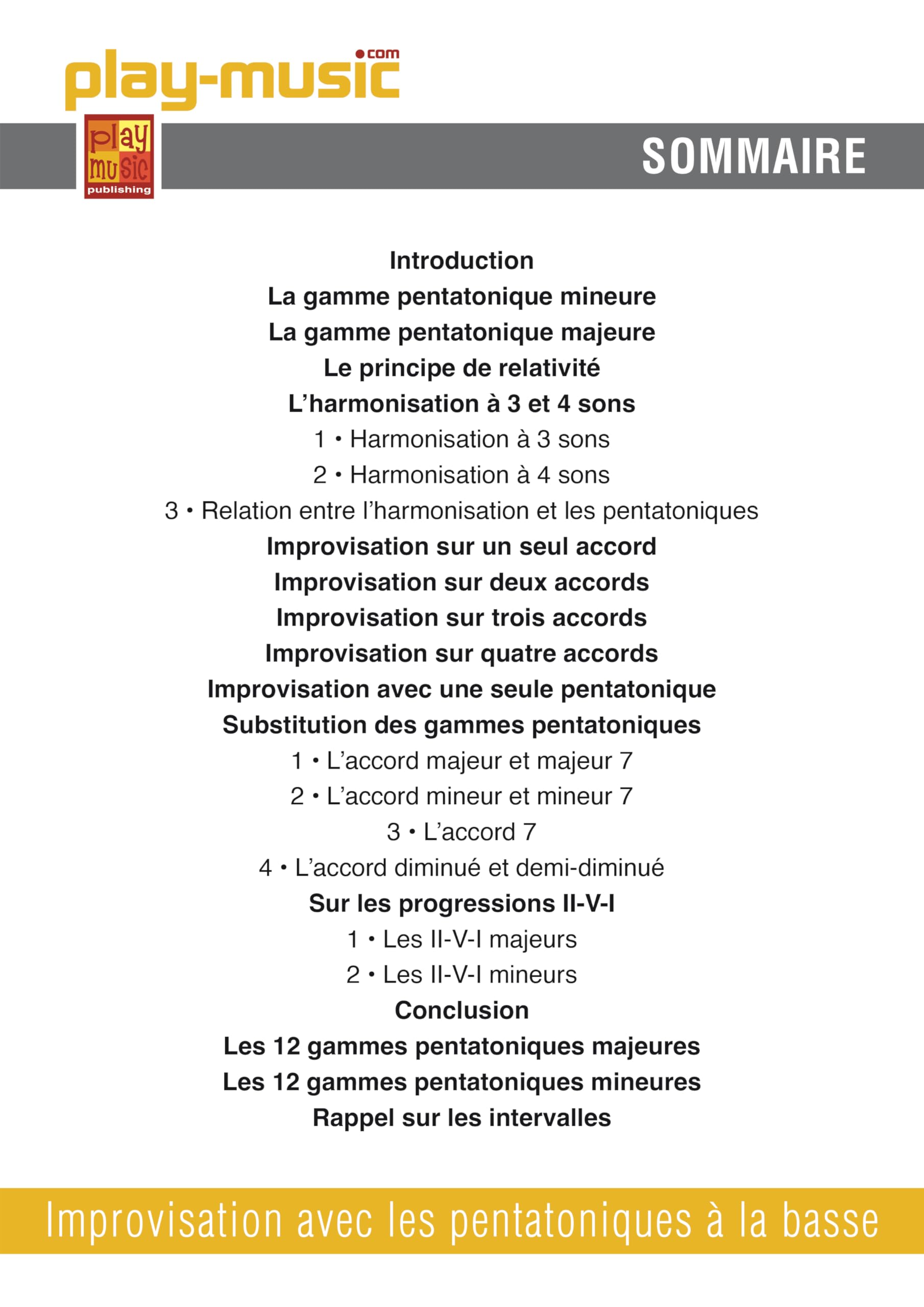 Improvisation avec les pentatoniques à la basse (1 Livre + 1 CD)
