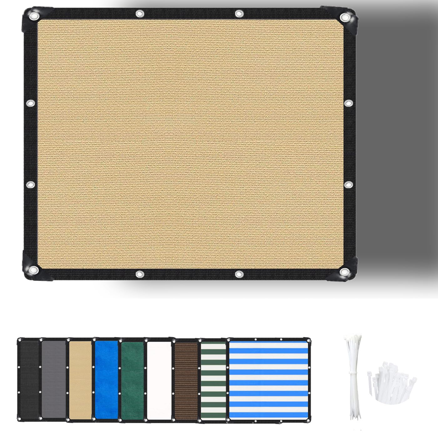 ZHhan Garden Sun Screen Fabric Shade Net Outdoor Fence Netting Screening, Backyard, Patio, Balcony, Includes Cable Ties 8 Days Delivered 9 Colors Sand,4x8m — image 1