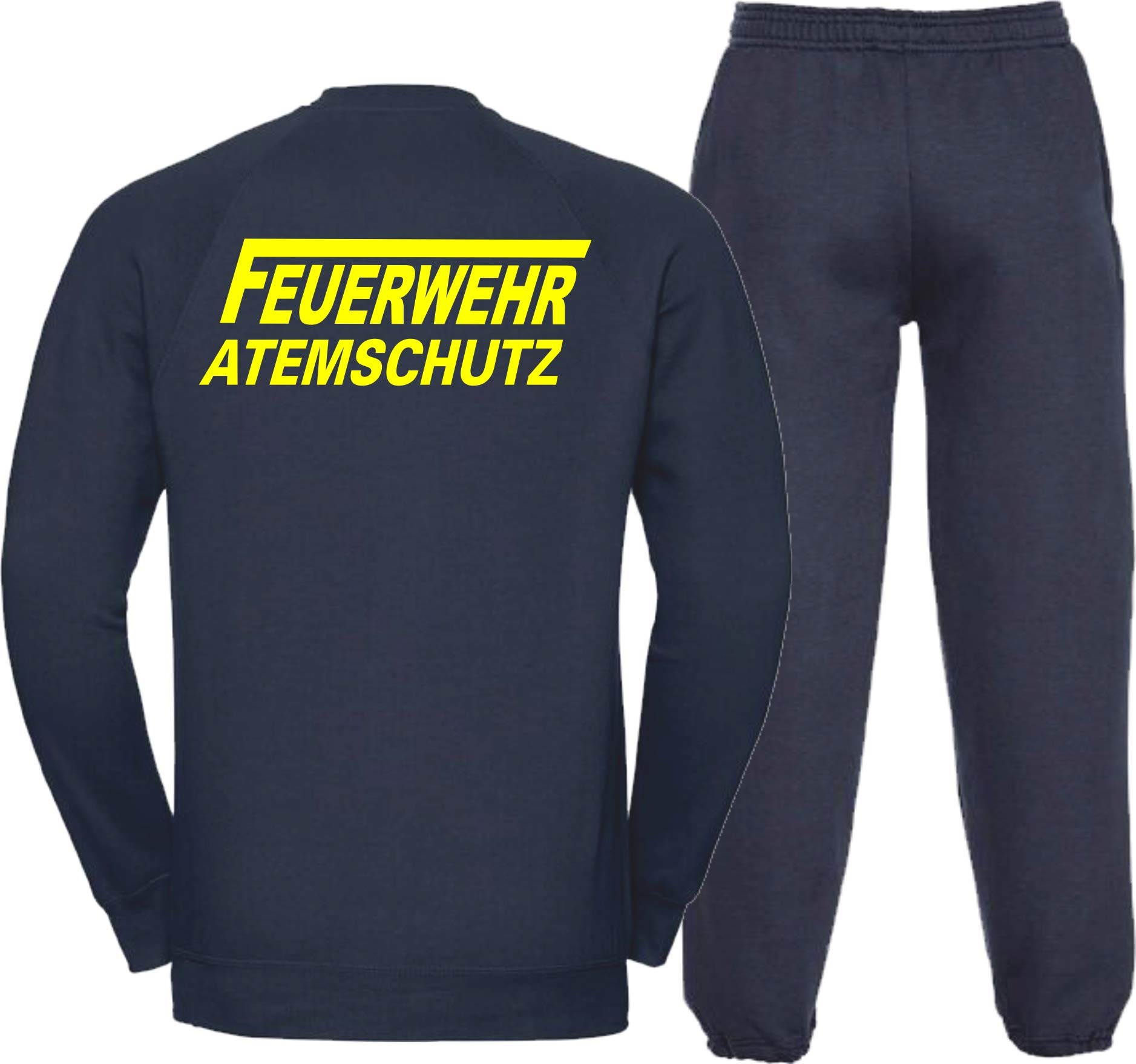 Sweat-Jogginganzug Navy, Feuerwehr ATEMSCHUTZ langes F Neongelb