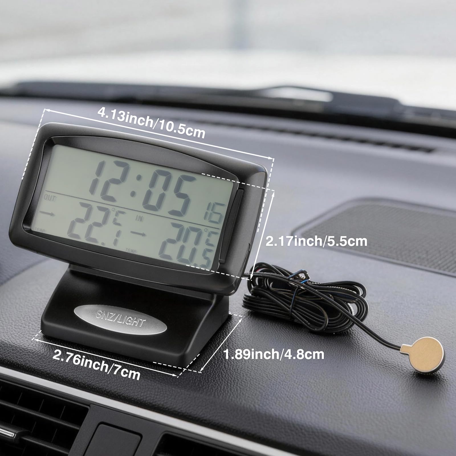 Thermomètre d'horloge de voiture Baceyong, horloge numérique et thermomètre 2 en 1 avec affichage à LED, utilisé pour l'ameublement intérieur et extérieur de la voiture