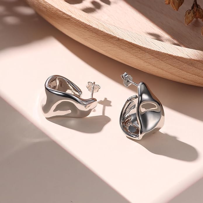 Boucle D'oreille Femme Acier Inoxydable Adramata - Lot 8 Paires Boucles D'oreilles Acier Inoxydable - Or 14K Hypoallergénique - Pour Cartilage, Hélix - Femme/Homme Bijoux Hypoallergéniques