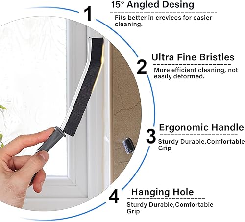 Miniatura 2 de Cepillo de limpieza de hendiduras de cerdas duras, cepillo limpiador de lechada, cepillo de limpieza para juntas profundas de azulejos, herramienta