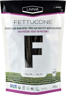 Zeroodle LIVIVA Organic Black Bean Fettuccine, Plant-Based Protein Pasta High in Fibre, Non-GMO, Gluten Free and Keto Certified, 200g
