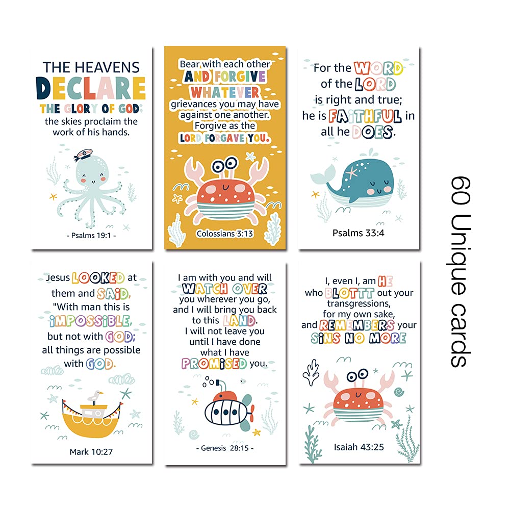 60 Mini Positivity Scripture Cards Prayer Cards with Assorted Bible Verses Perfect for Kid's Bible Studies, Daily Devotional for Childrens and Inspirational Christian Gift for Childrens, 2"X3.5", L368 - Image 2