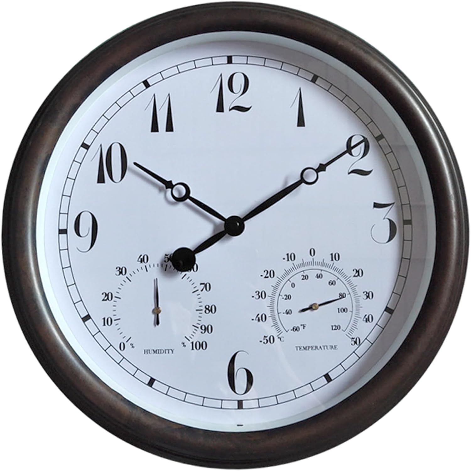 Outdoor Clocks Waterproof, 15 Inch Vintage Outdoor Wall Clock with Thermometer & Hygrometer, Large White Dial, Easy to Read, Clock Thermometer Combo, Clocks Waterproof