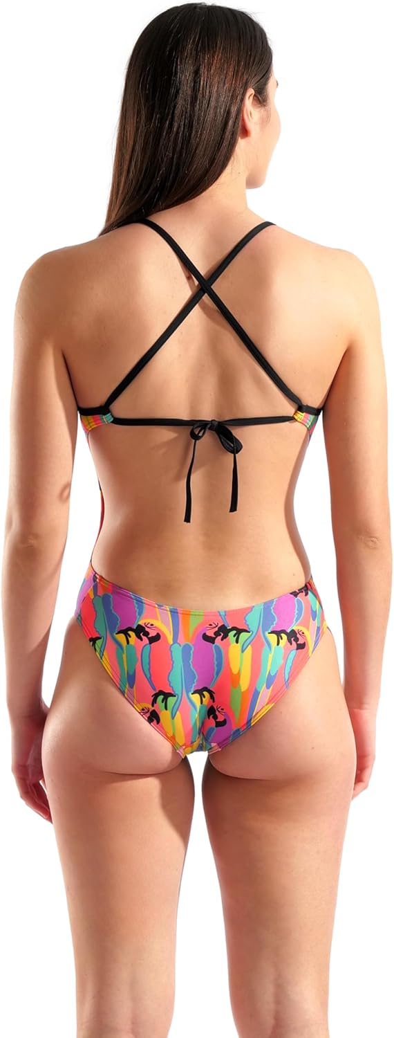 Arena Women's Arena Performance Women's Tropical Delight Tie Back Swimsuit Sports Pool Bathing Suit