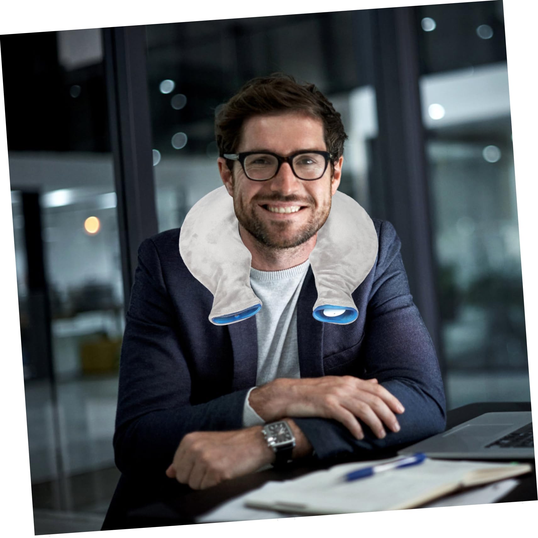 Impacco Freddo Caldo Riutilizzabile a U in Pvc per Collo e Spalle, Borsa Ghiaccio Blu in Gomma e Poliestere per Sollievo e Riabilitazione