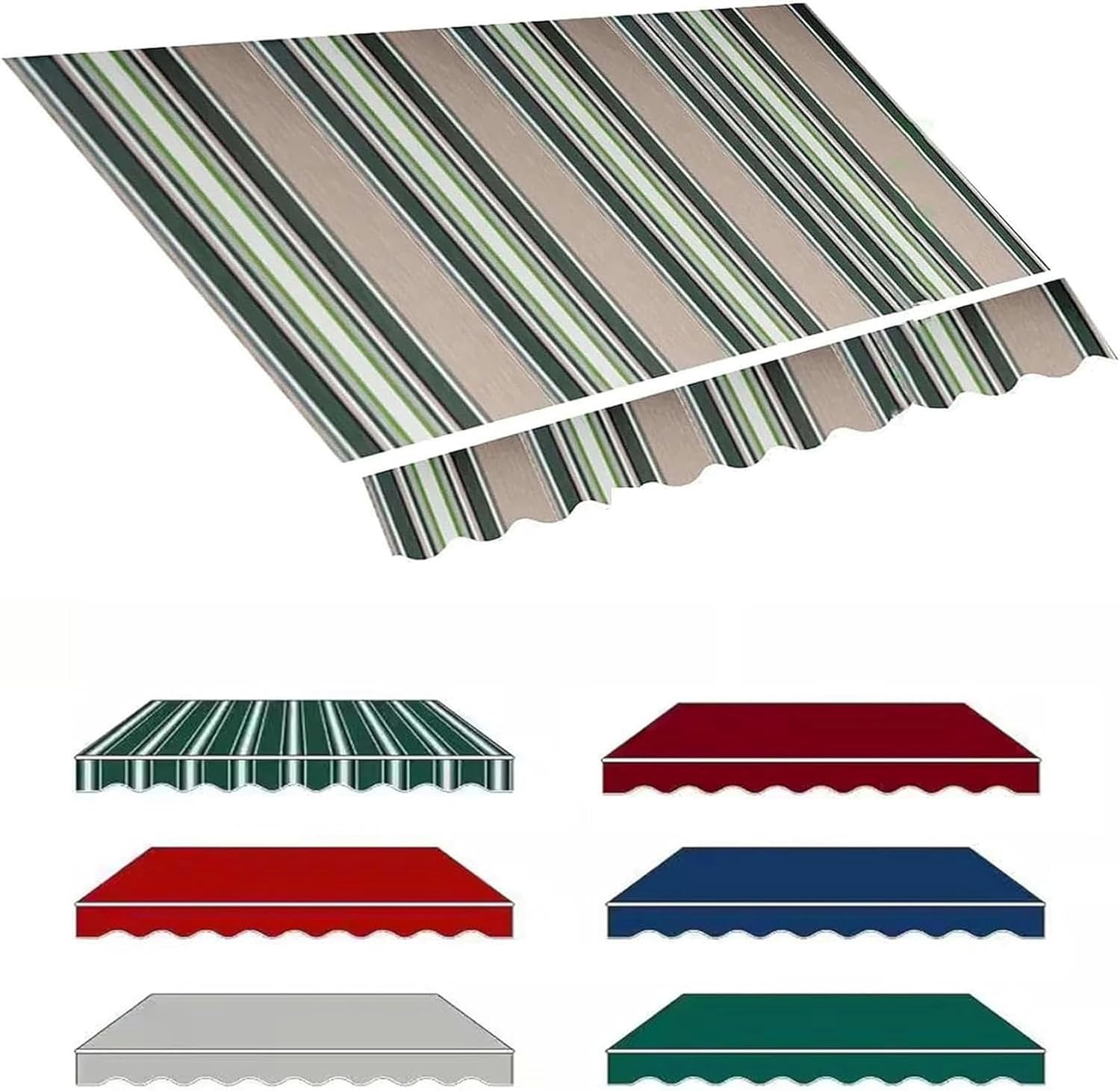 Retractable Awning Patio Sun Shade Shelter Replacement Fabric Top Cover（Fabric Only） Water-Resistant Polyester Replacement Canvas for Awnings, Deck, Balcony, Yard, Ou(Size:10x16ft,Color:Multi Stripe)