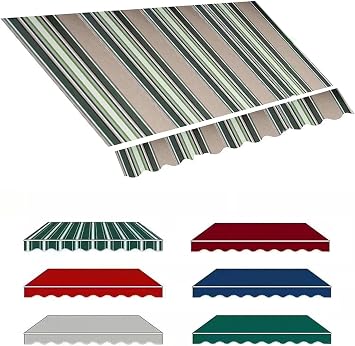 Retractable Awning Patio Sun Shade Shelter Replacement Fabric Top CoverFabric Only Water-Resistant Polyester Replacement Canvas for Awnings, Deck, Balcony, Yard, OuSize10x16ft,ColorMulti Stripe