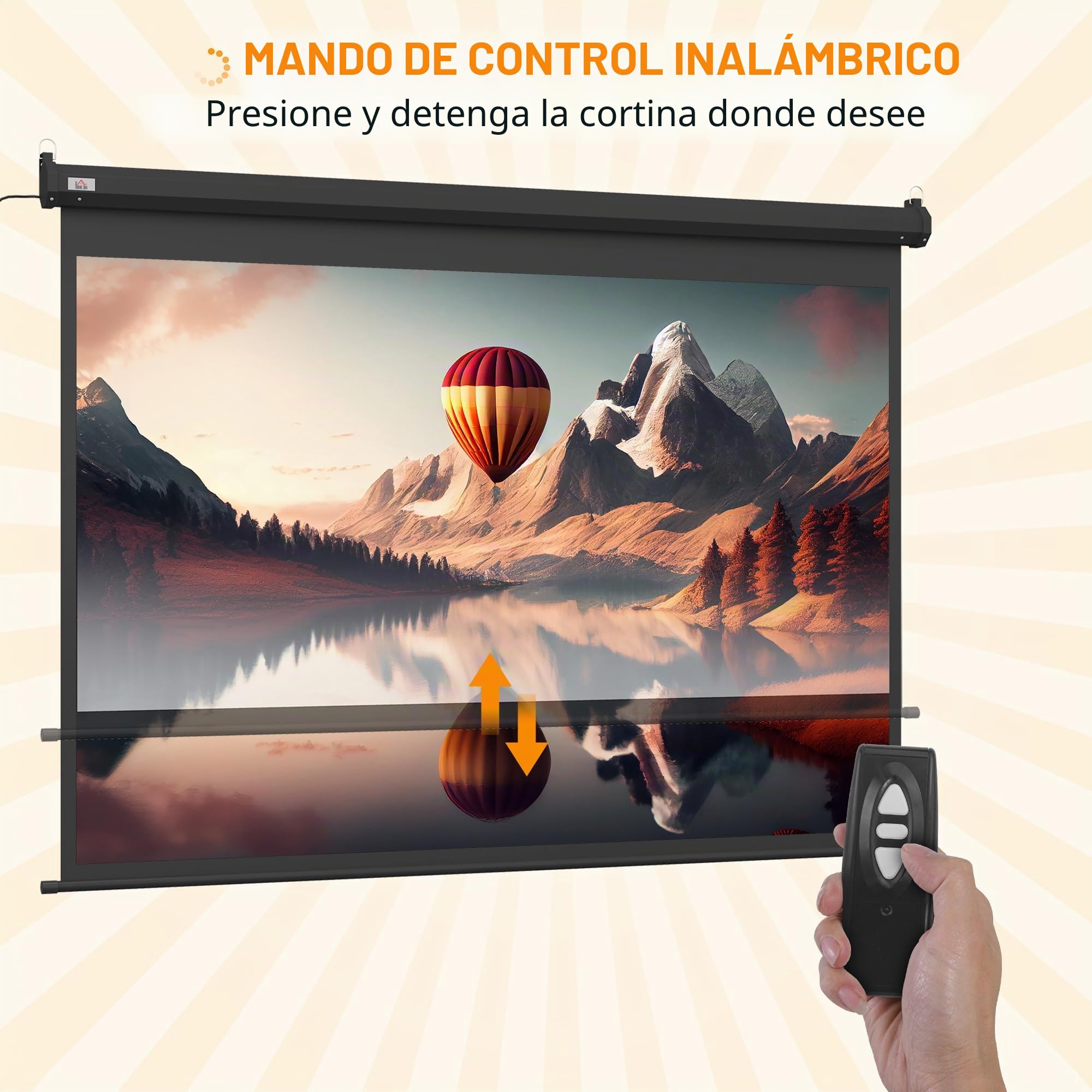 HOMCOM Pantalla Proyector 84" 171x130cm 4:3 HD 4K Control Remoto Negro | Pantalla proyector motorizada eléctrica con mando, para cine en casa o presentaciones