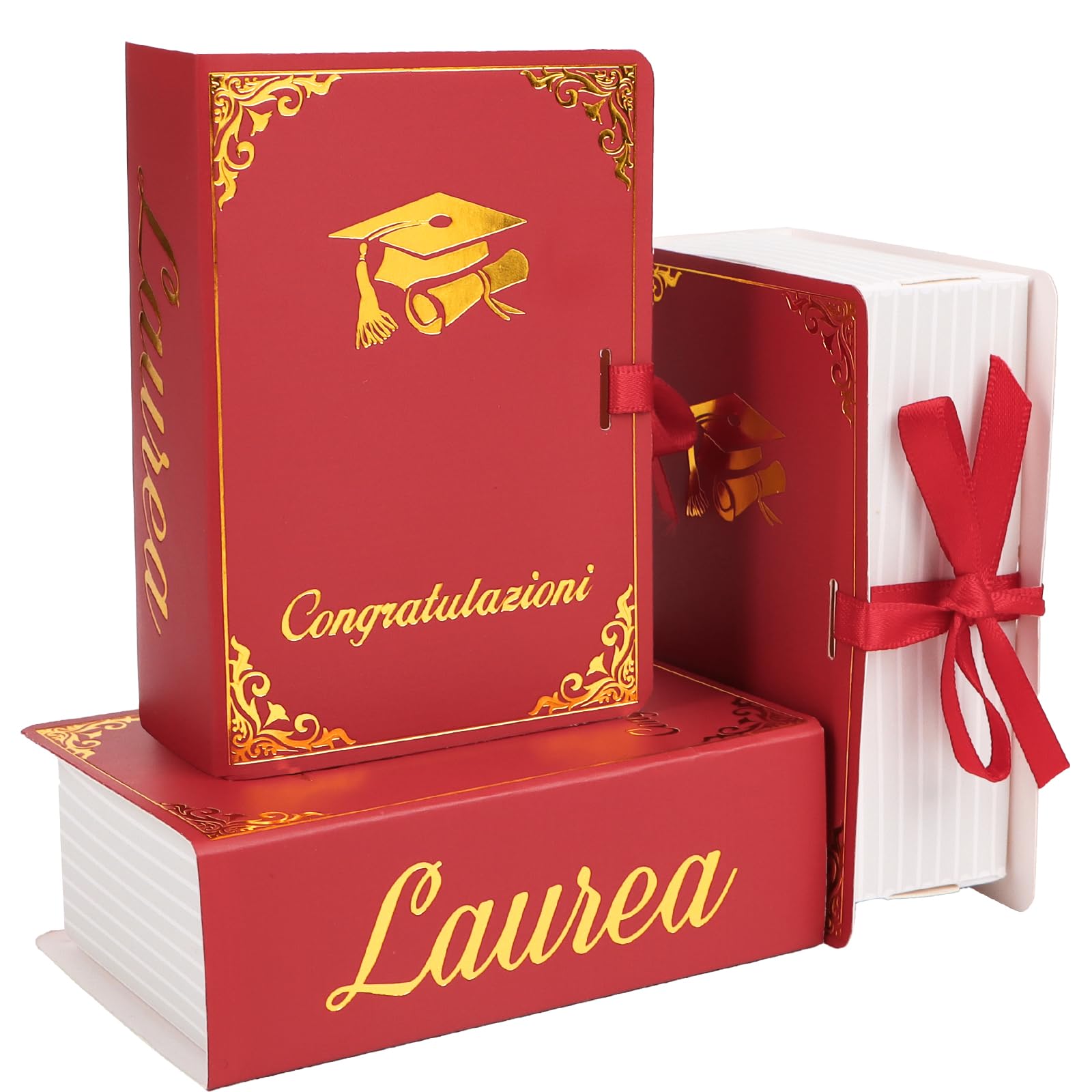 50 Scatoline Bomboniere A Forma Di Libro Per Laurea - Con Scritta Congratulazioni | Per Confetti E Ricordini - Foto 12