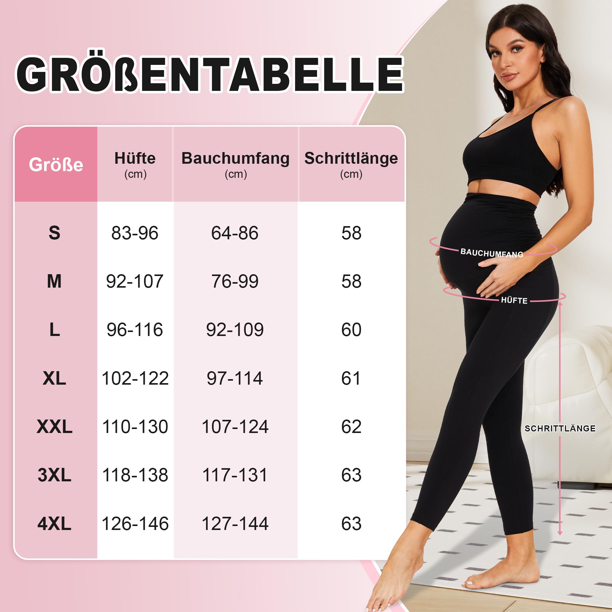 HIPOWER Lot de 2 leggings de grossesse pour femme - Taille haute - Doux - Opaque - Pantalon de maternité élastique