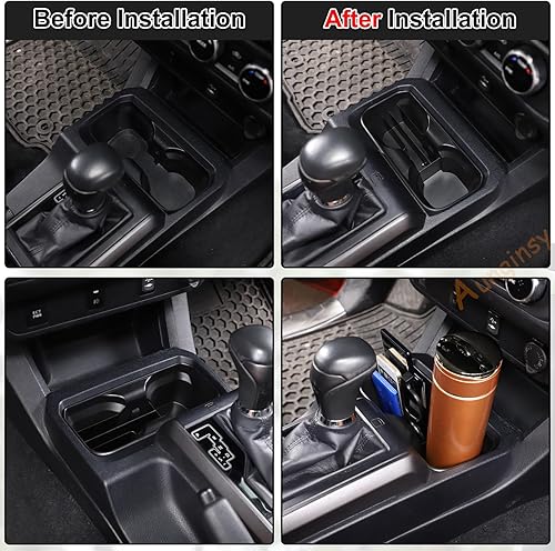 Miniatura 5 de Aunginsy Caja de almacenamiento para portavasos delantero, compatible con Toyota Tacoma 2016-2023, asiento delantero de automóvil, reposabrazos