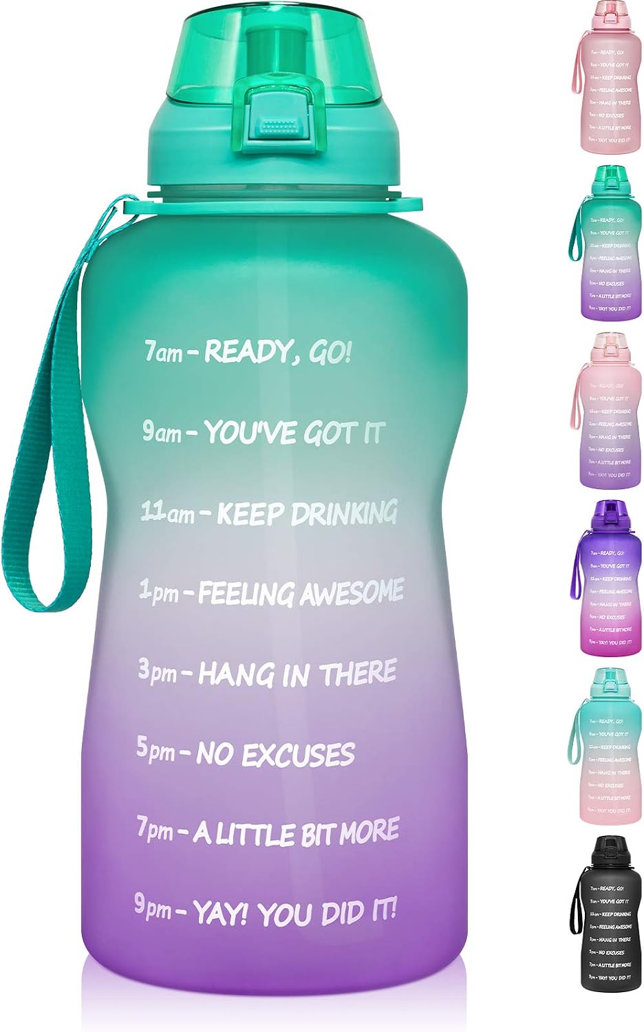 128 oz/1 Gallon Water Bottle with Straw & Time Marker-BPA Free Big Motivational Sports Water Bottle Leakproof Large Tritan Frosted Plastic Gym Huge Water Jug for Women Men to Drink Enough Water Daily