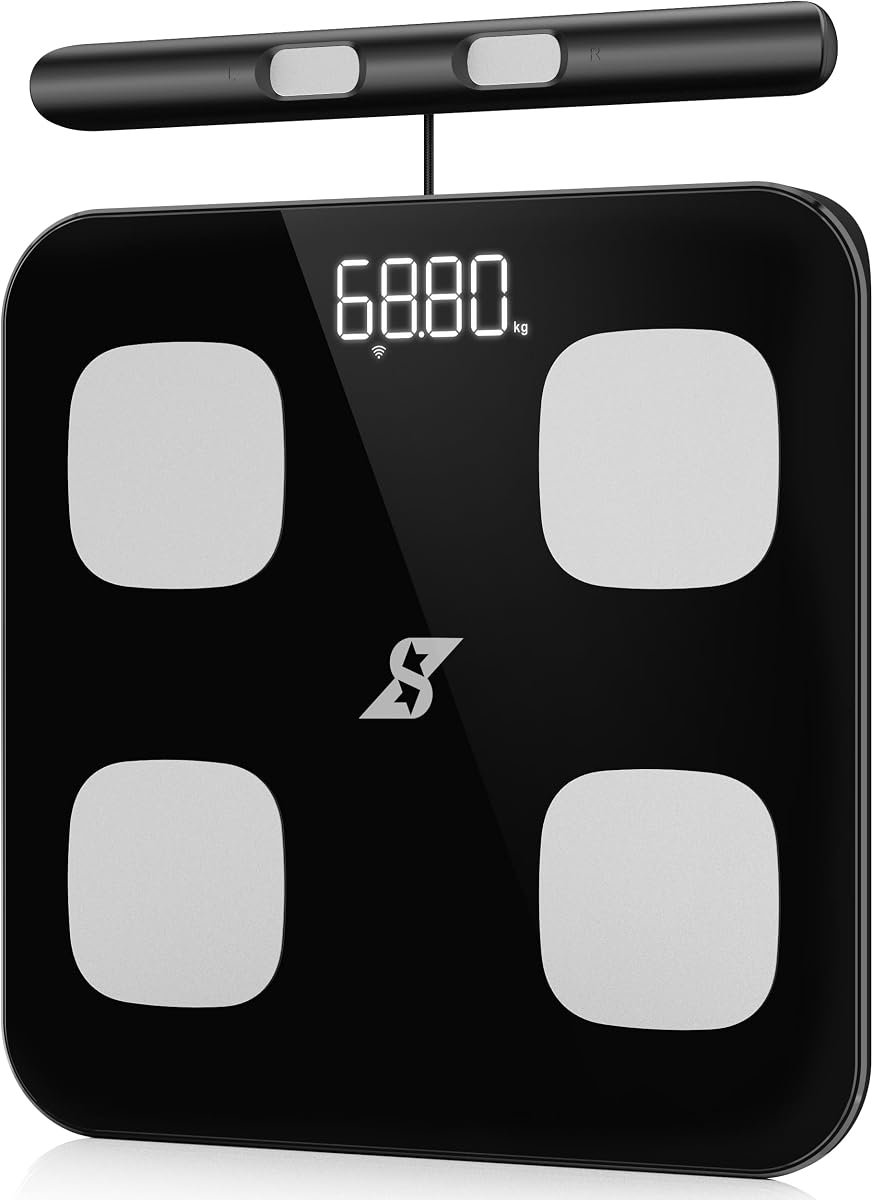 Báscula inteligente para peso corporal, báscula de baño digital de 8 electrodos para peso corporal, grasa corporal, IMC, masa muscular, analizador de composición corporal completa con WiFi, alta precisión, capacidad de 400 lb