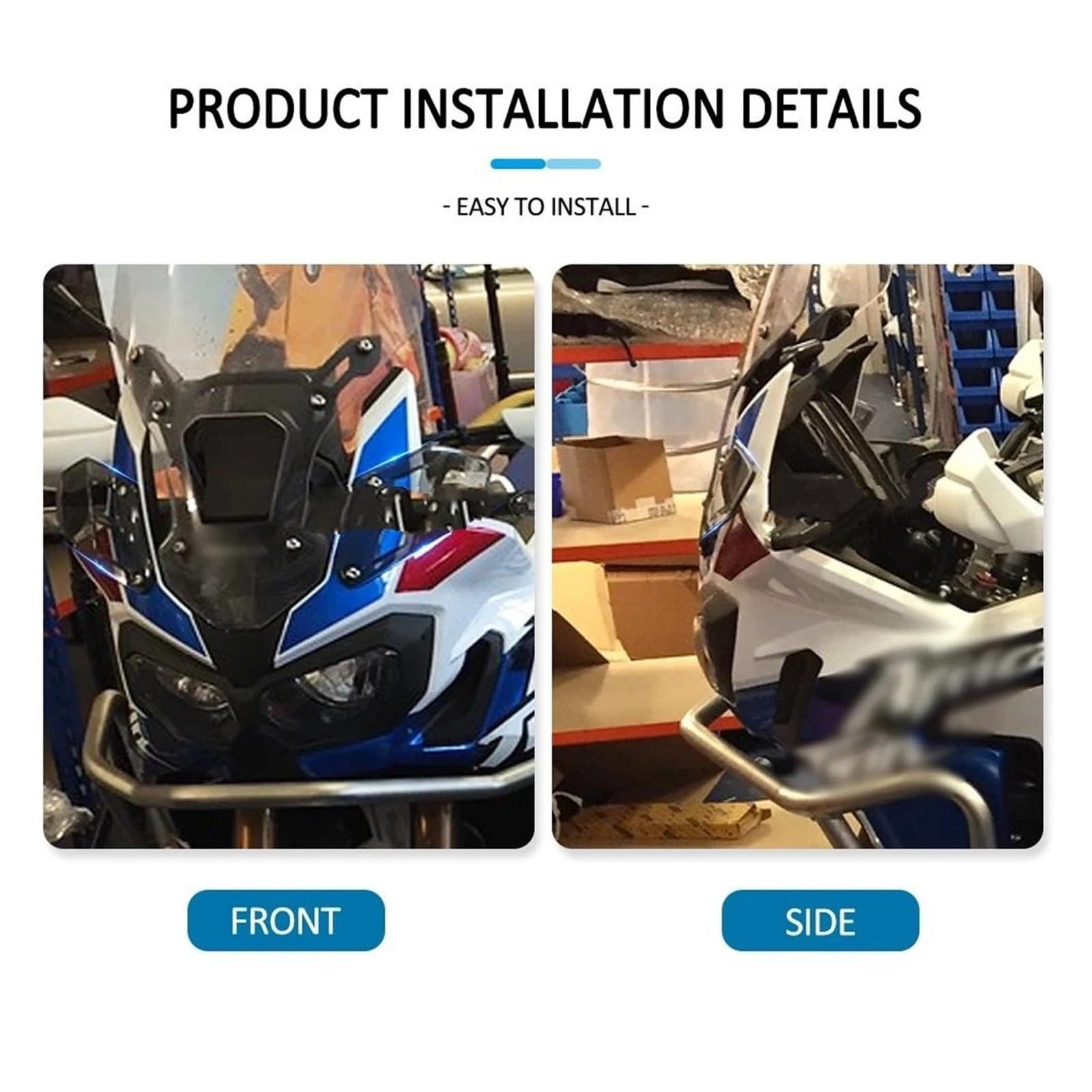 Kit Visiera Deflettori Antivento Superiori Per Moto Honda CRF1000L, CRF 1000 L, CRF 1000L Africa Twin Adventure Sports CUPOLINO VISIERA Regolabile Spoiler(Transparent)