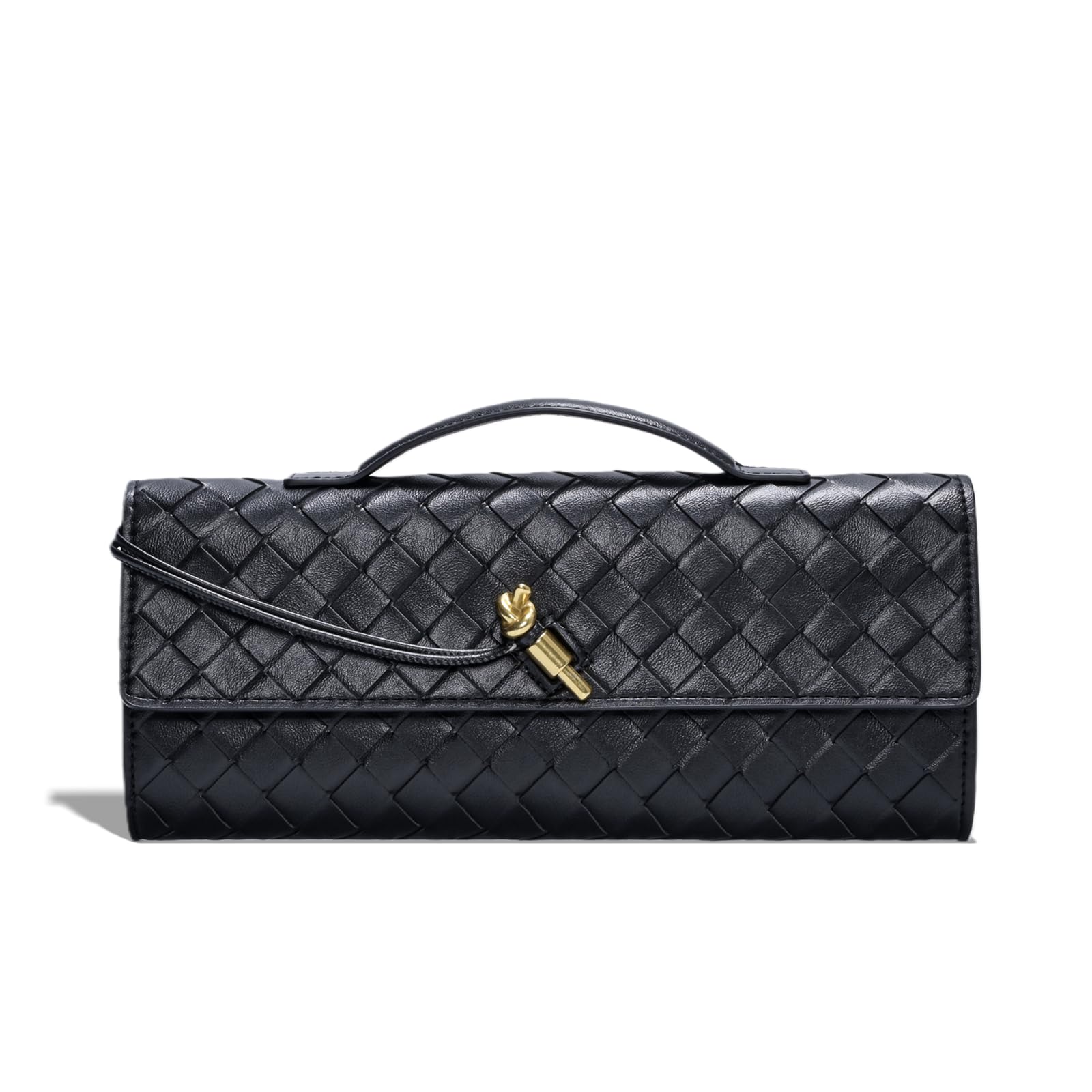 Trendy Woven Evening Clutch Purses for Women Evening Bags Handbags PU Leather Purse with Removable Shoulder Strap Bag