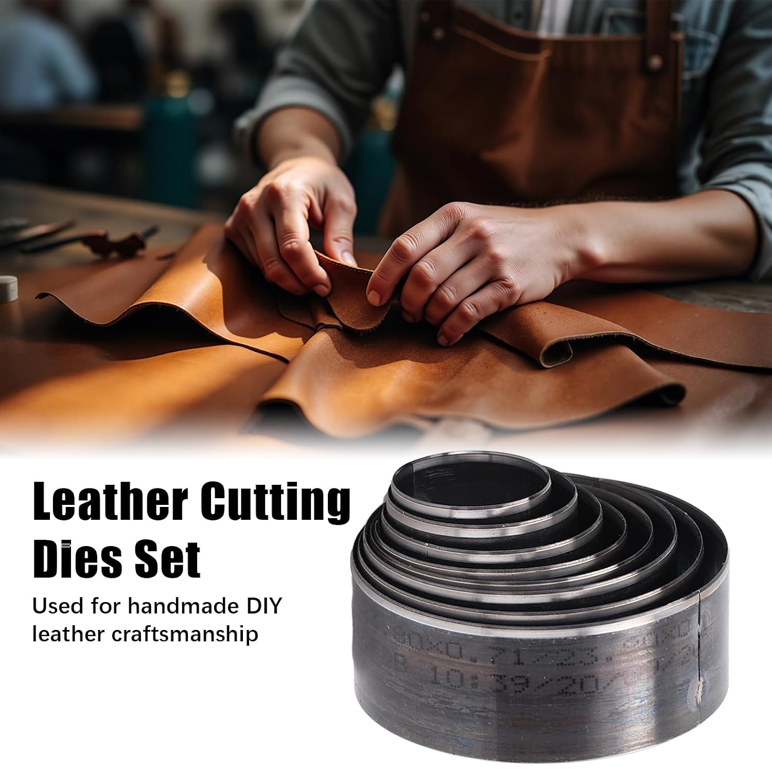 Leather Circle Cutter Tool Set, High Carbon Steel Round Leather Cutting (Type B)