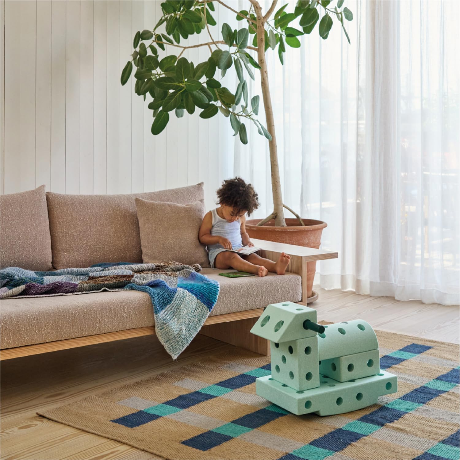 Modu Spielzeugmarke, Modell 20 Teile, Baukasten, Starter-Setset, Playsystem Explorer von 0-6 Jahren, Ocean Mint/Forest Green