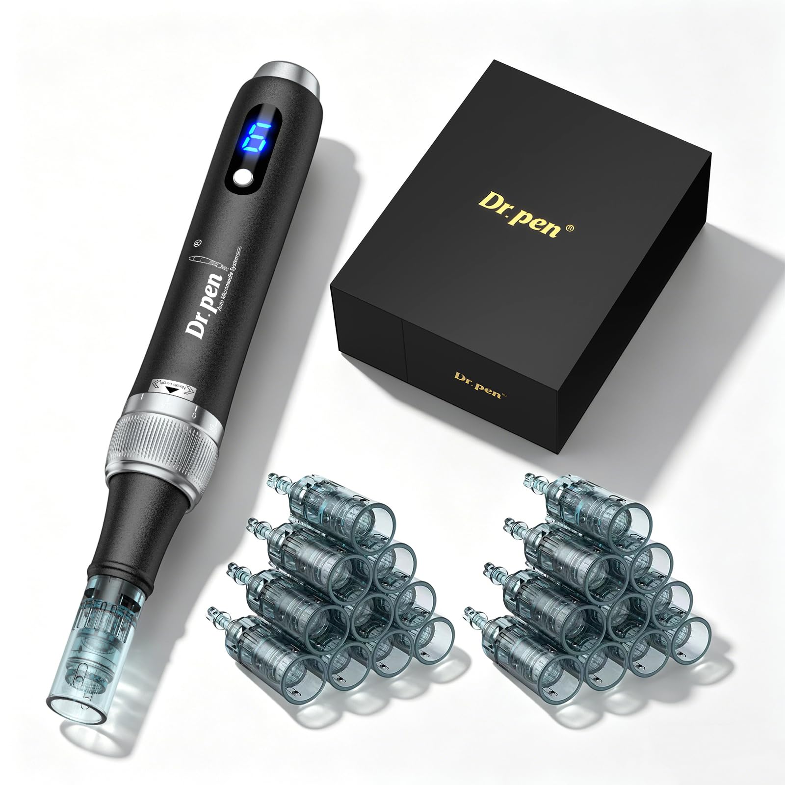Dr. Pen M7S Professioneller Microneedling Pen, 6 Geschwindigkeitsstufen & LED-Anzeige, 20 Ersatzpatronen, Elektrischer Mikronadelstift für Haarwachstum, Gesicht, Körper und Hautpflege