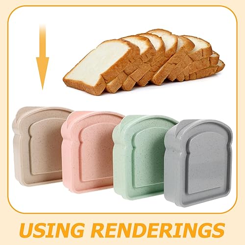 Miniatura 2 de DOITOOL Caja de sándwich en forma de tostada, 4 recipientes de almacenamiento de alimentos, soporte para preparación de comidas, congelador, cajas