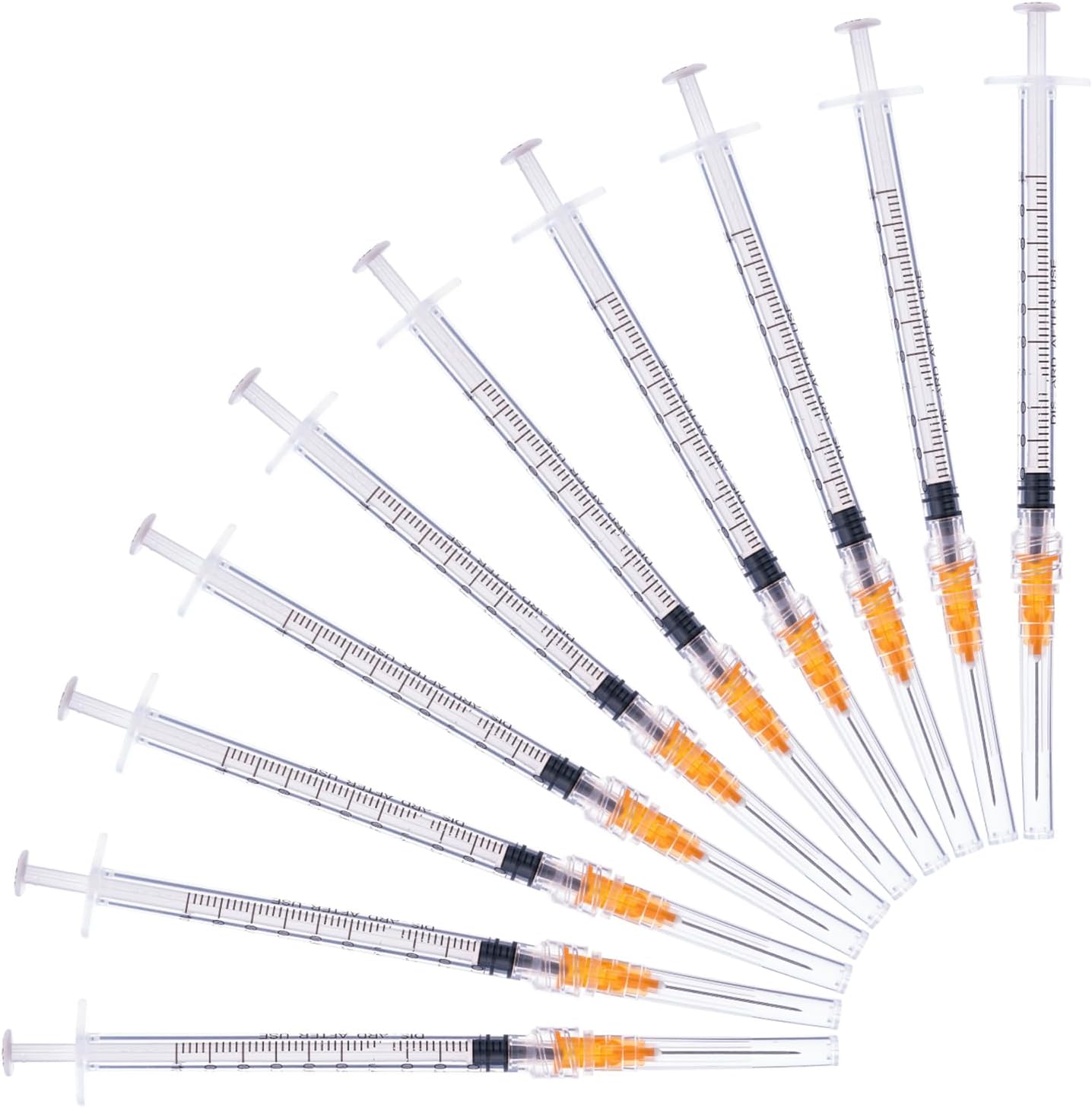 Disposable 1ml Syringe with 25Ga 1.0 Inch Needle, Individual Package pack of 100