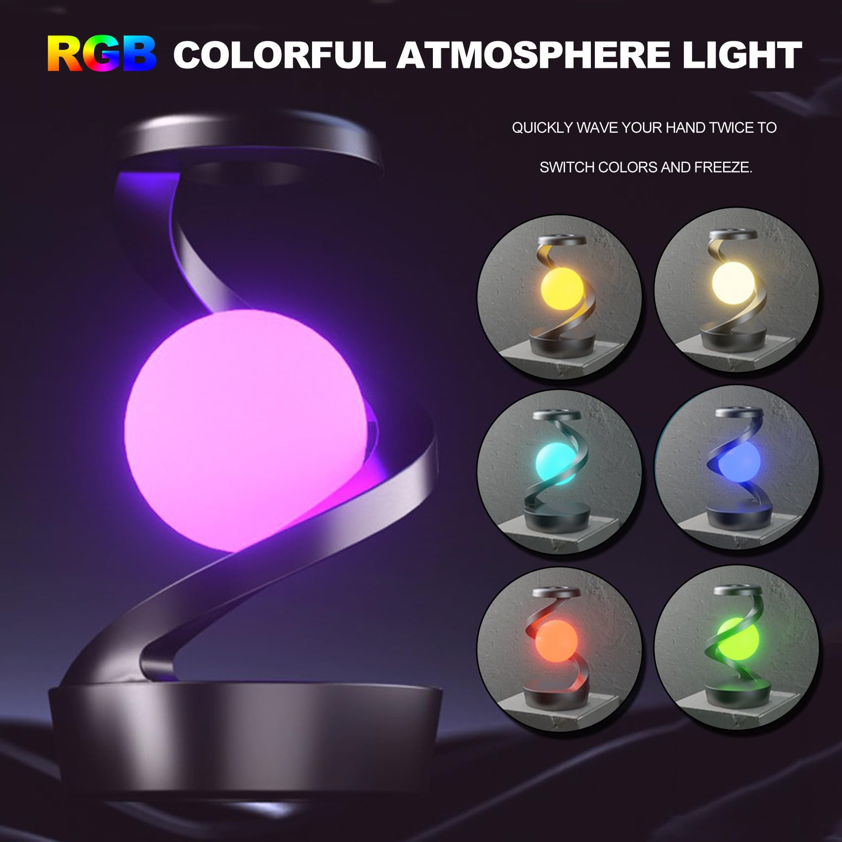 Lampa biurkowa LED z bezprzewodową ładowarką i lewitującą lampką nocną, akumulatorowa lampa stołowa do nowoczesnego użytku domowego i biurowego