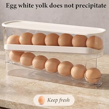 2 Tier Egg Holder Fridge, Storage Egg Box Fridge, 30.3x8.5x14.2 cm