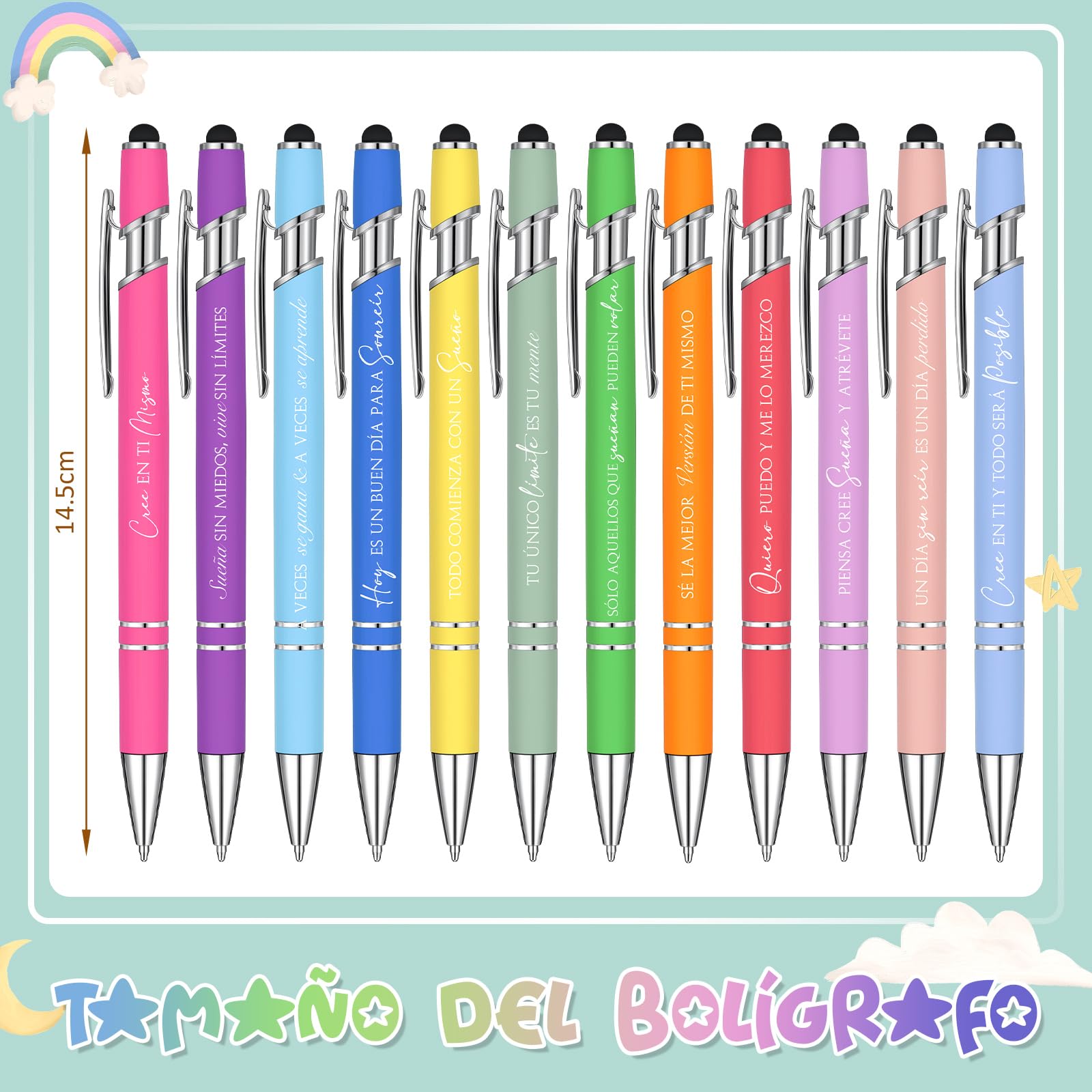 Clabby 24 Piezas Regalos Motivacionales Bolígrafos Inspiradores Plumas Retráctiles con Frases Motivadoras para Pantalla Táctil Detalles Compañeros de Trabajo Empleado Amigos Graduación Despedida