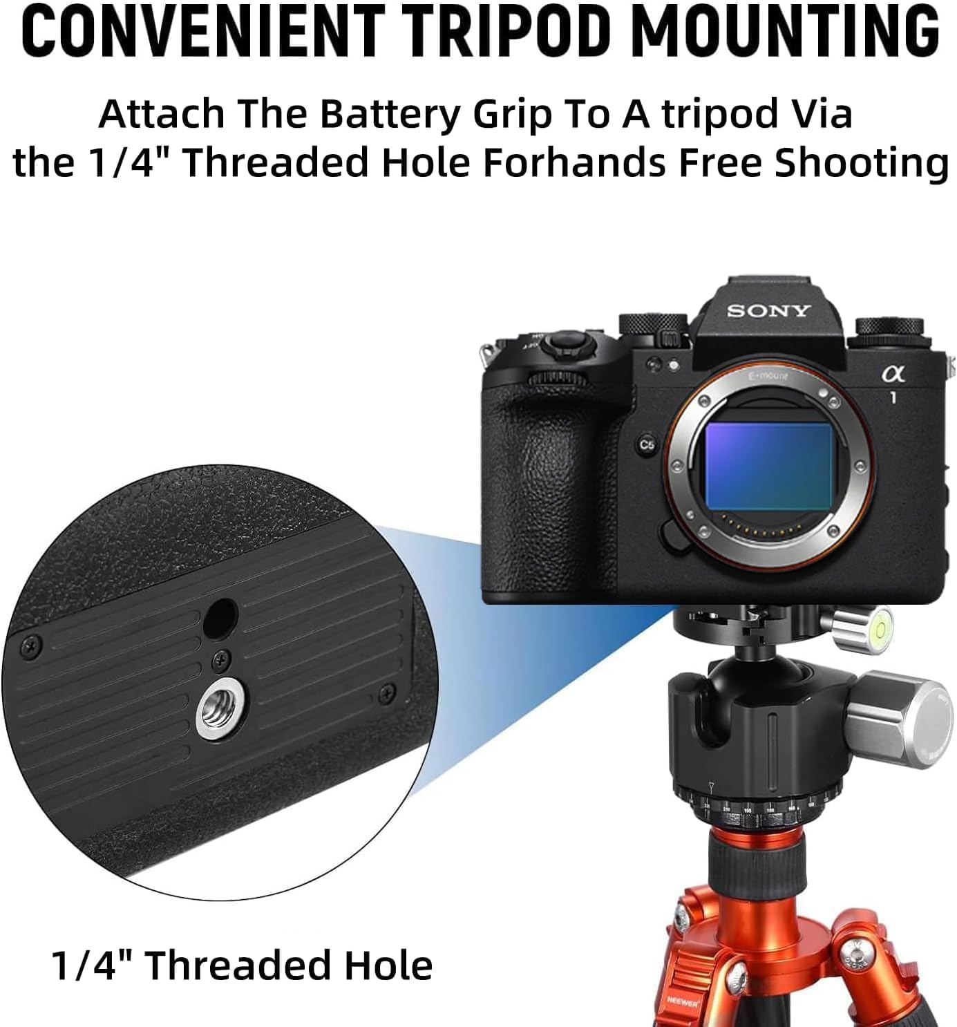 VG-C5 Vertical Shooting Hand Grip, Compatible with Sony Alpha A9III A1II, Replacement for Sony Grip VG-C5 (Batteries Not Included)