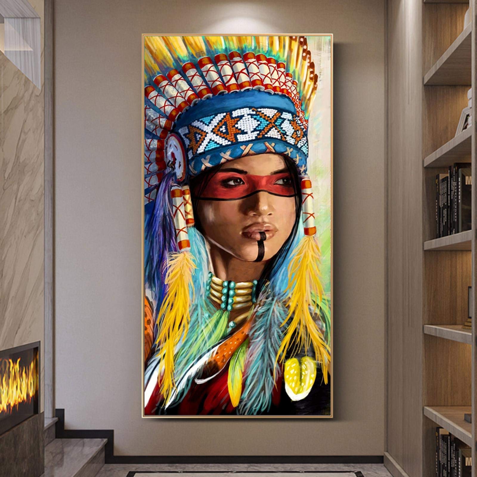 スタイルインドの女性キャンバス絵画プリント画像ホームウォール現代