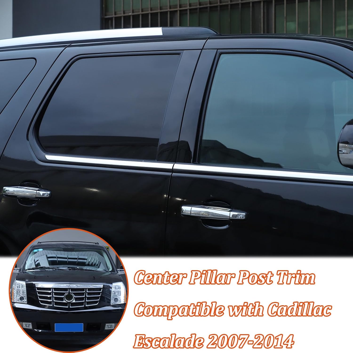 Center Pillar Post Trim Compatible with Cadillac Escalade 2007-2014,PC Pillar Post Door Window Anti Scratch Trim Exterior Accessories