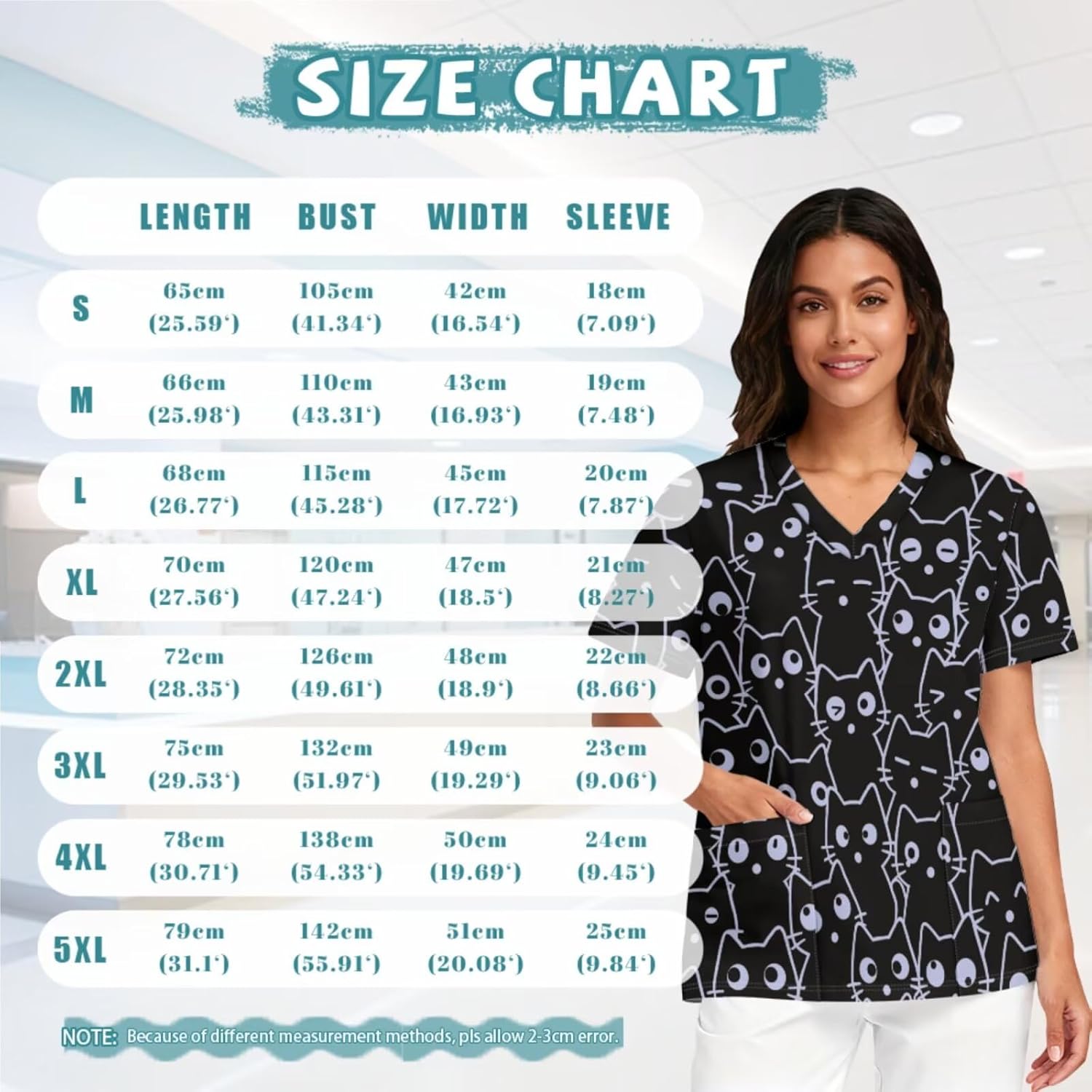 Scrubs Set for Women Nurse Uniform Jogger Suit Stretch V-Neck Scrub Top & Jogger Pant with Pocket Nurse Workwear