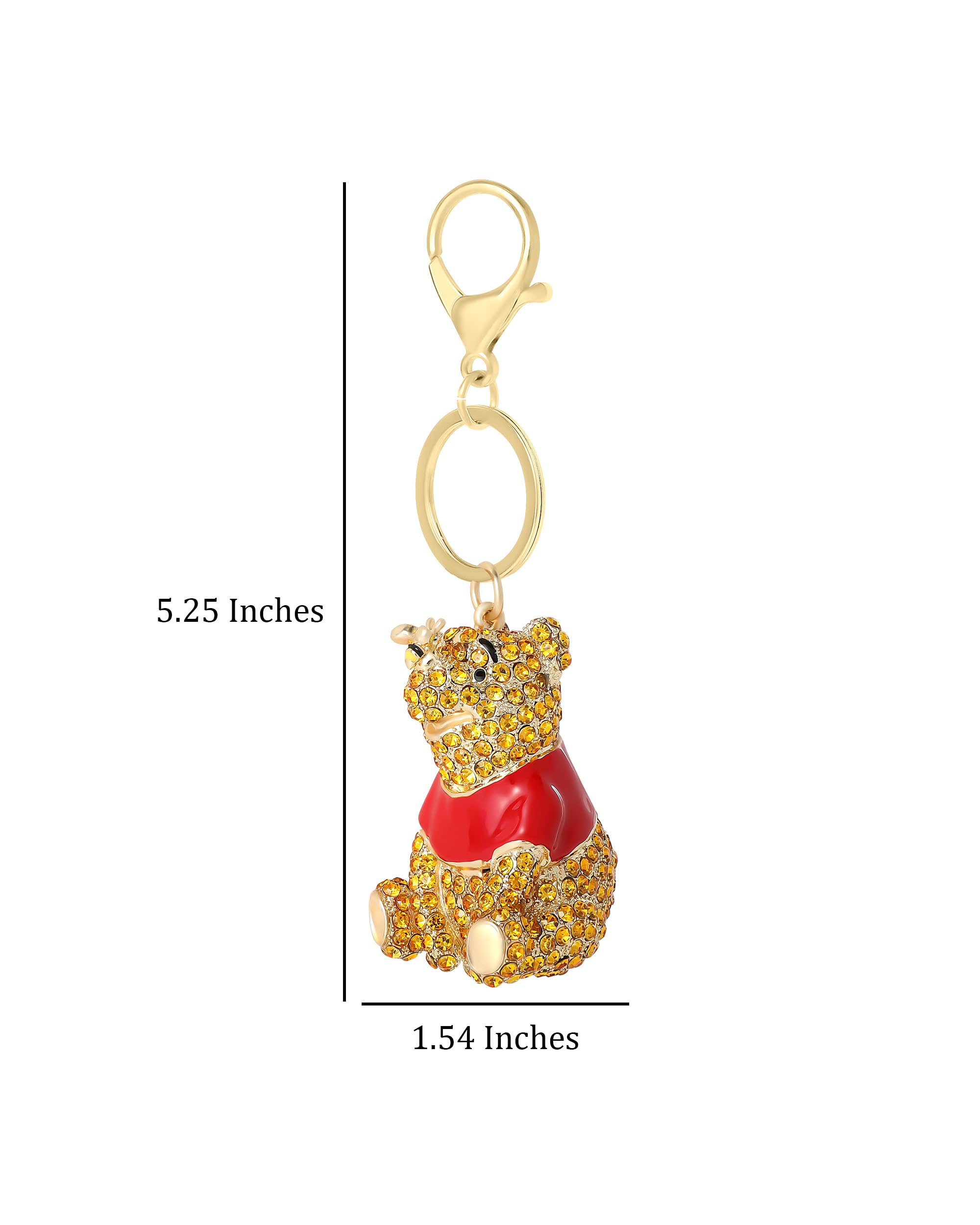 SALLY ROSE Winnie the Pooh Keychain Pave Crystal Official License, Pooh Charm Keychain, Bag and Purse Charm