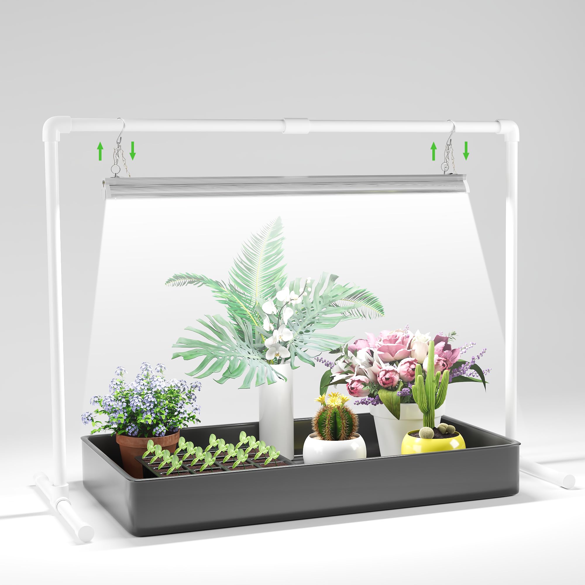 Grow Light for Seed Starting with Stand,T5 Grow Lights 1.4Ft,Seed Starter Light Kit 5000K White Full Spectrum LED Plant Growing Lamp Strips for Indoor Plants,Seeds Starting,Height Adjustable