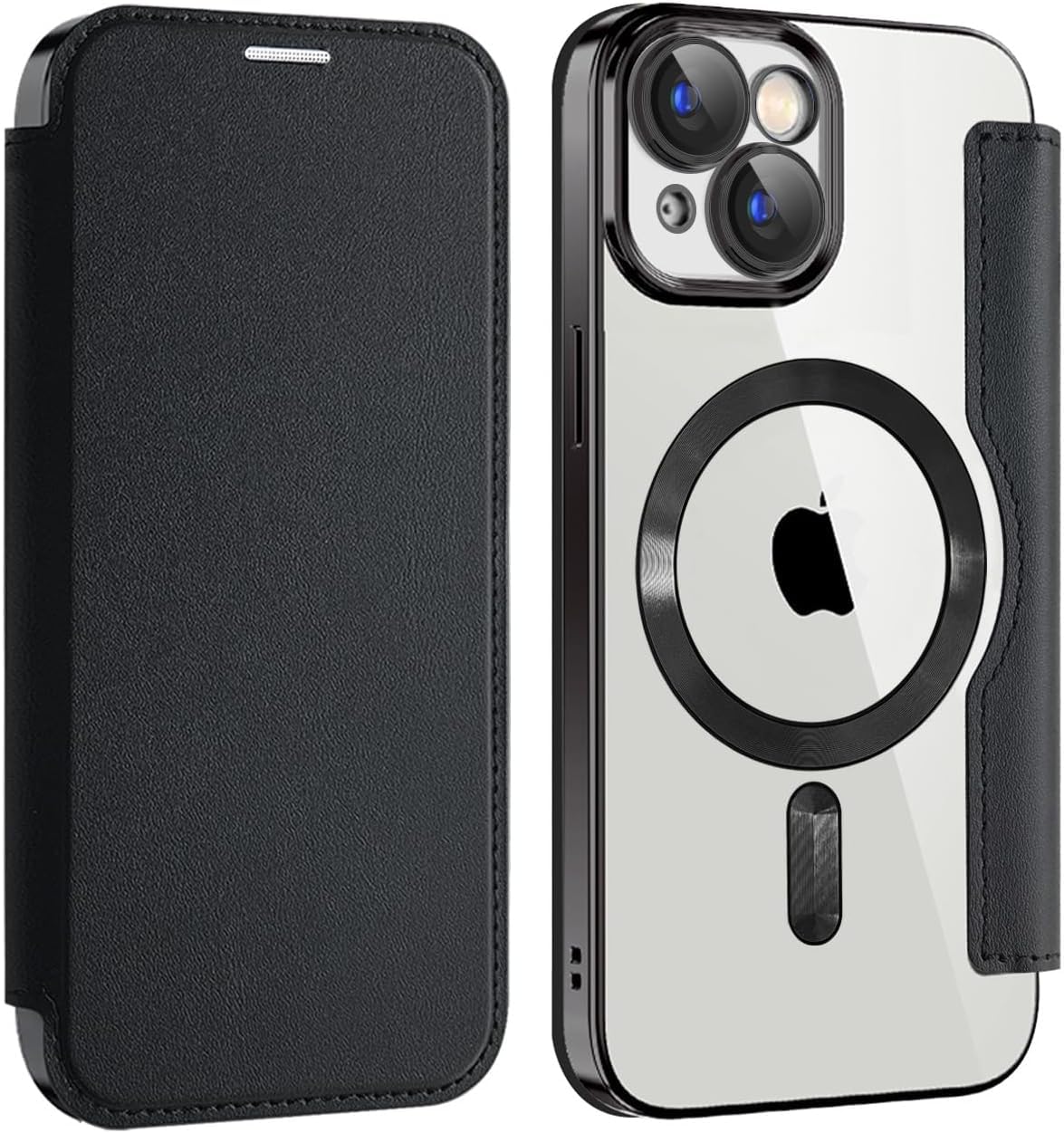 Étui portefeuille de 33 à 6,1 pouces compatible avec MagSafe, résistant aux chocs, protection complète, étui portefeuille à rabat magnétique avec emplacements pour cartes, étui en cuir PU pour
