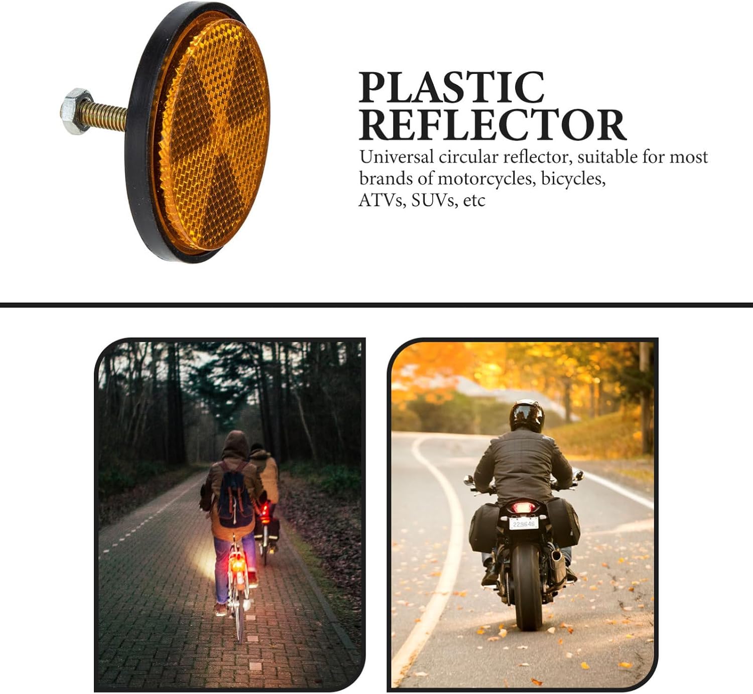 ibasenice High-Reflective Bike Light Reflector Plastic Round No Battery Needed Easy Installation Bike Safety