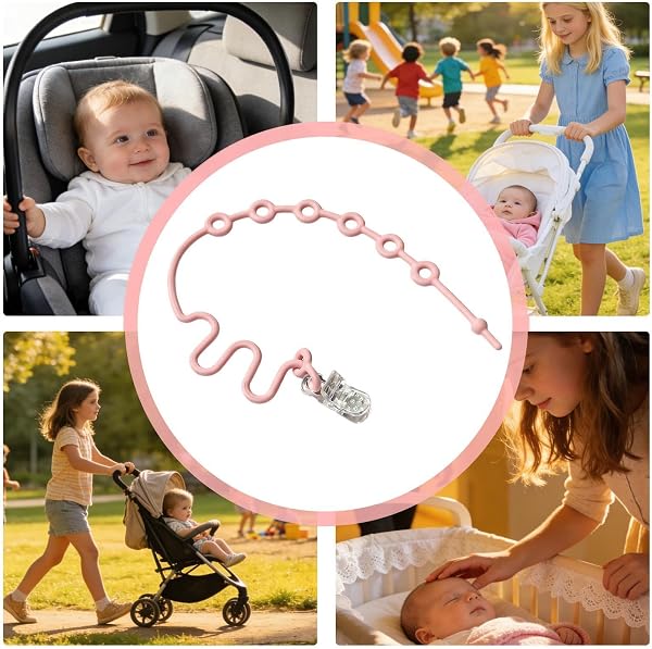 Cinghie giocattolo per passeggino - Cinture di sicurezza | Utilizzati per fissare ciucci e giocattoli per la dentizione ai bambini piccoli, adatti per seggioloni, culle, seggiolini auto, ecc. - 4