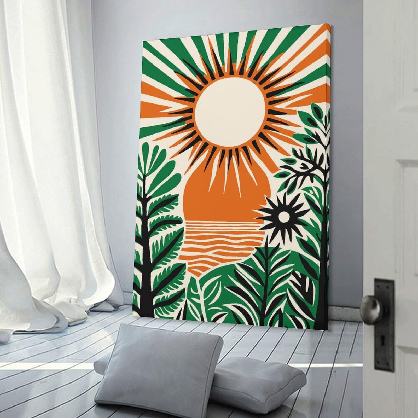 Junmoney Canvas Art Print Bohemian Sunshine Scenic, 20x30inch(50x75cm), for Small Homes, Bedrooms Or Open Spaces, A Simple Refresh for Blank Walls