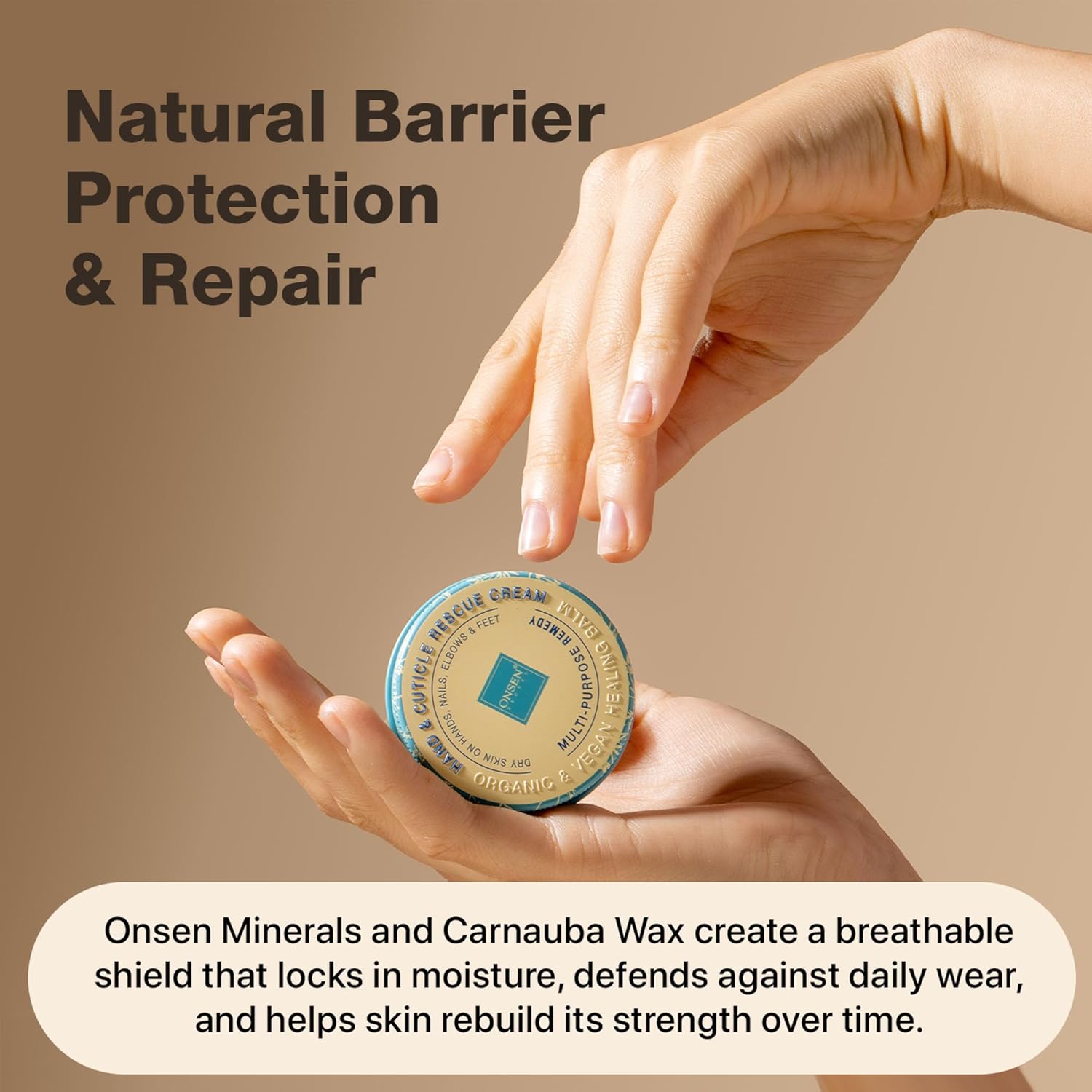 Onsen Hand & Cuticle Rescue Cream | Organic Nail Strengthener & Balm | Dry, Cracked Hands, Elbows & Feet | Shea Butter, Tsubaki & Jojoba Oil | Nail Repair & Growth, Vegan - 2 Pack (0.88 oz) - Image 4