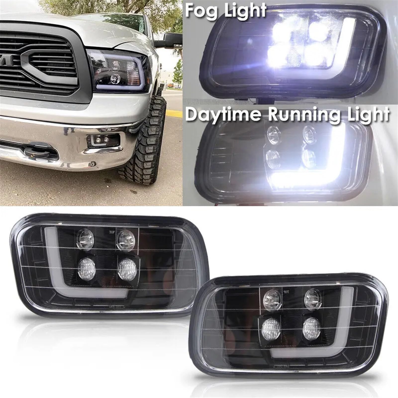 ELOEQCVZ 1 Pair Car Front Bumper Fog Light Lamps Compatible For Ram or Ram Pickup 1500 2500 3500 2009 2010 2011 2012
