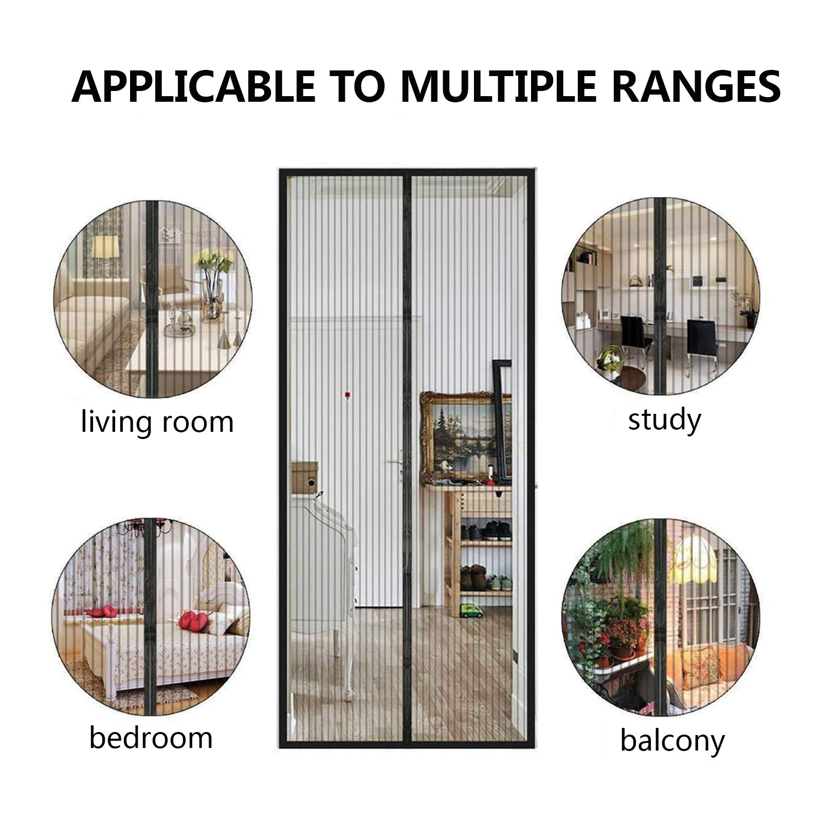 Mosquitera magnética Manos Libres de 75×94 Pulgadas, mosquitera Francesa Resistente con imanes, Buena transmisión de luz, Malla Protectora súper silenciosa para Dormitorio y Patio.