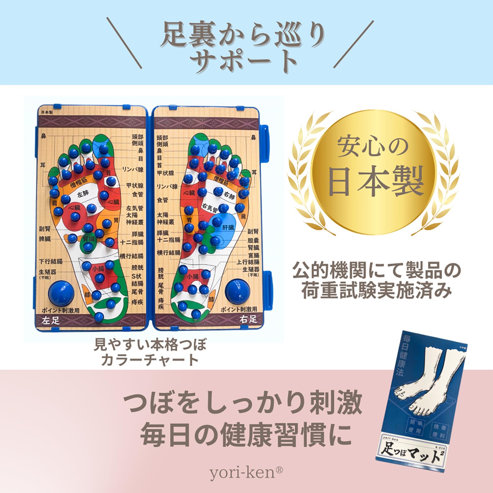 Amazon | 【柔道整復師が推薦】足つぼマット2 yori-ken®︎/日本製v足