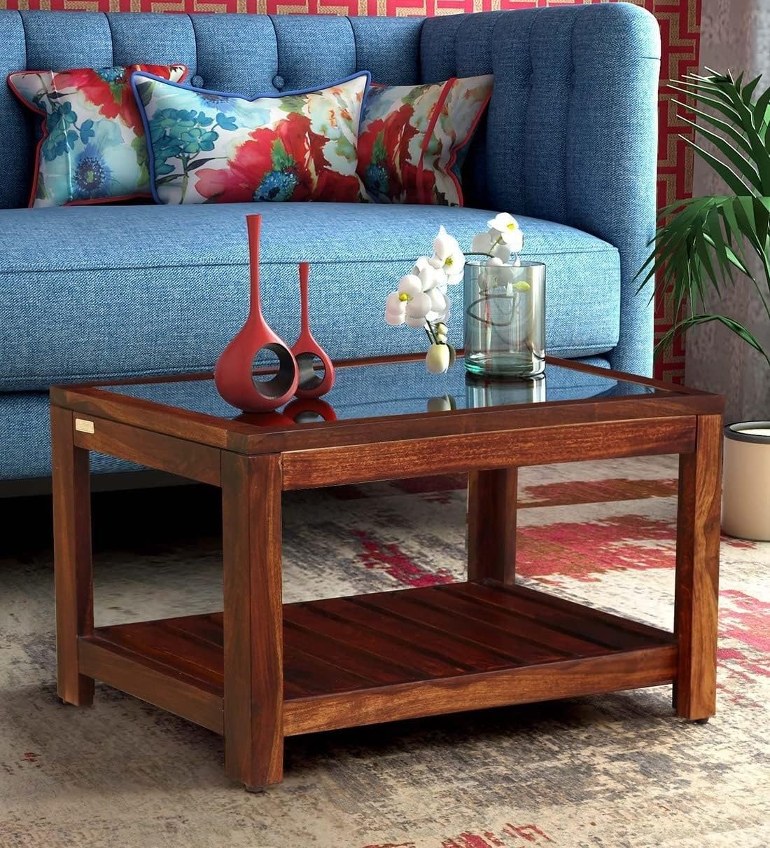 BWF Premium Sheesham Wood Frame & Transparent View Solid Glass Top Centre Table for Home, Office, Cafe & Reception Areas | TeaCoffee Table | Sofa Table | Luxury Furniture | Under Table Shelf Storage-image-19
