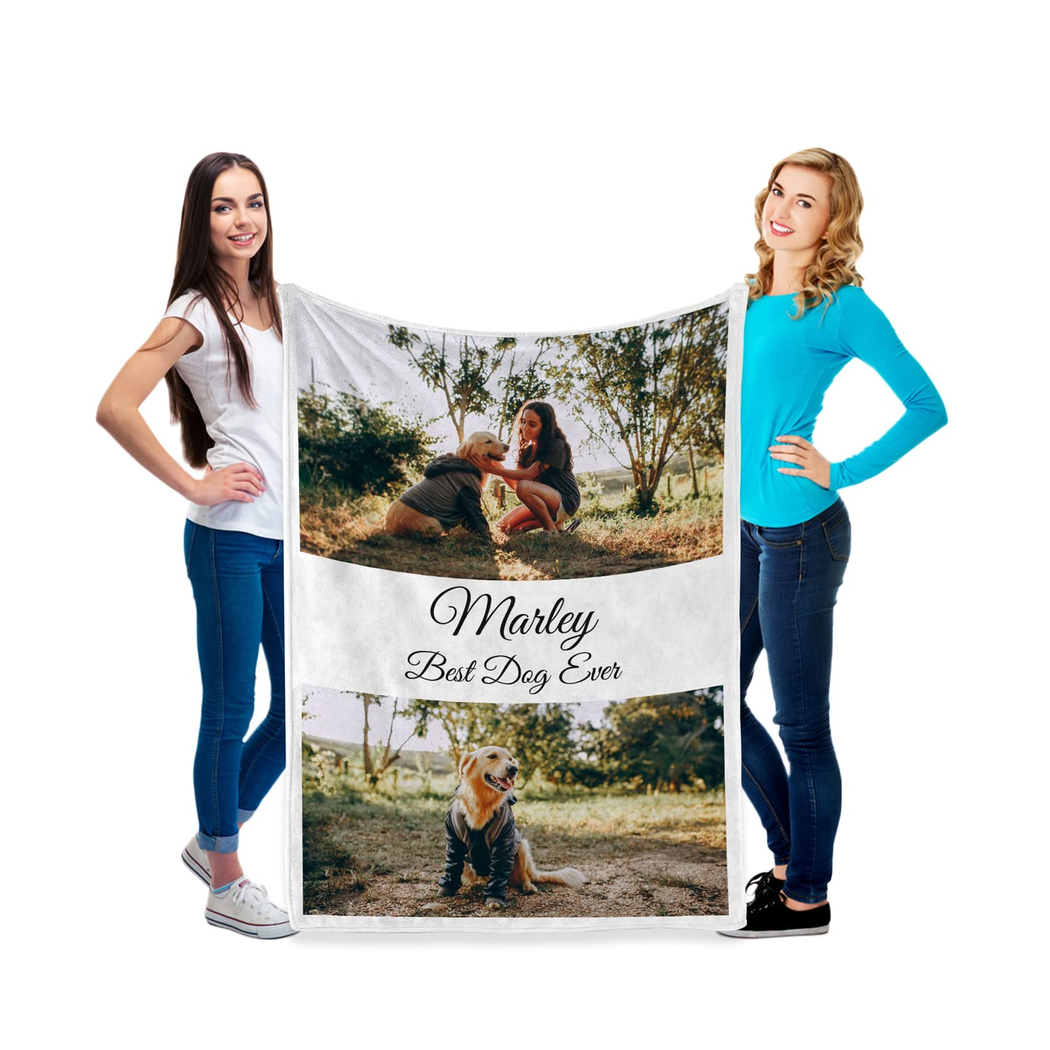 Personalisierte Fotodecke mit Eigenem Foto & Text | Minky Kuscheldecke | Weiche Fleecedecke mit Fotocollage | Babydecken (2 Foto)