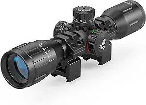UUQ 4X32AO Compact Rifle Scope with Red/Green Illumination,Front Parallax Adjustment, Mil-dot Reticle,Waterproof and Fog-Proof,Fits 20mm Free Mounts
