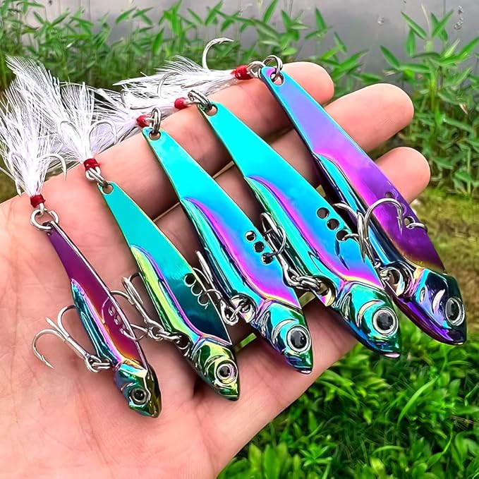 OriGlam 5pcs Fishing Spoons Lure Hard Baits With Hooks, Metal Fishing Baits Fishing Lures Baits Fishing Gear, Hard Spoon Sequins Fishing Lures For Trout Bass Pike Walleye Salmon - View #8